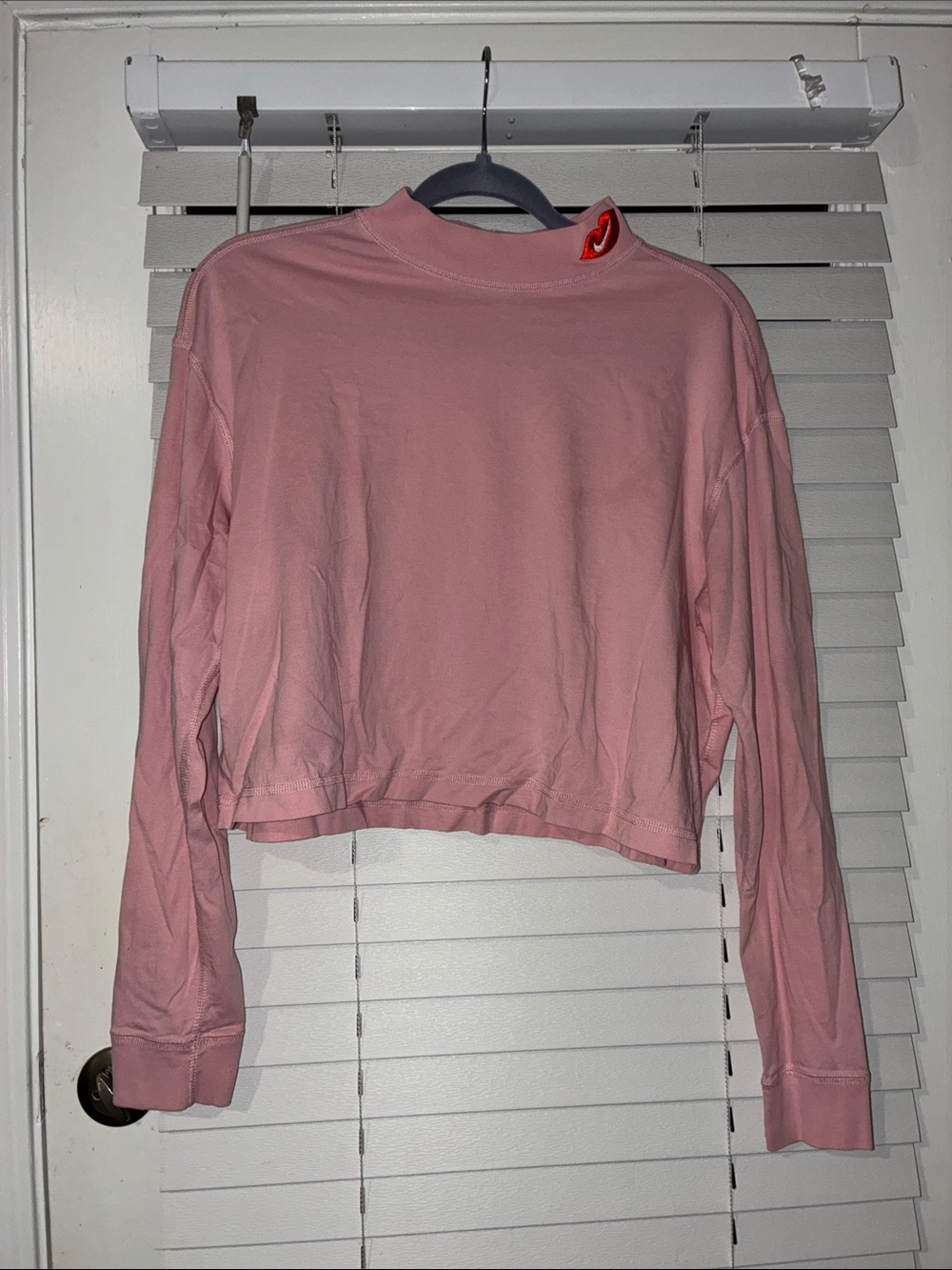 Nike Pink Cropped Long-Sleeve Mock Neck Top